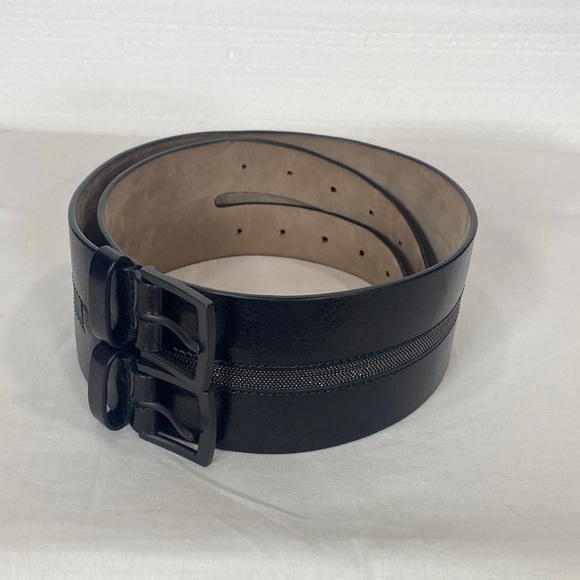 Brunello Cucinelli Accessories - Brunello Cucinelli wide black belt with monili size S